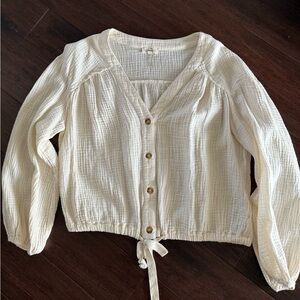 Cream Button-Up Women's Top